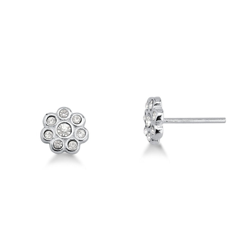 BRINCO DE PRATA FLOR DETALHADO COM ZIRCONIAS STILL