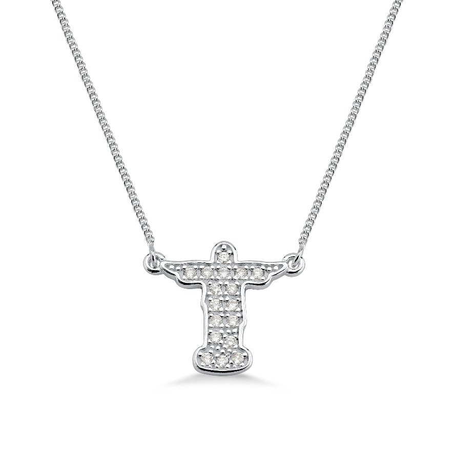 COLAR DE PRATA CRUCIFIXO CRAVEJADO COM ZIRCÔNIAS PEQUENO STILL