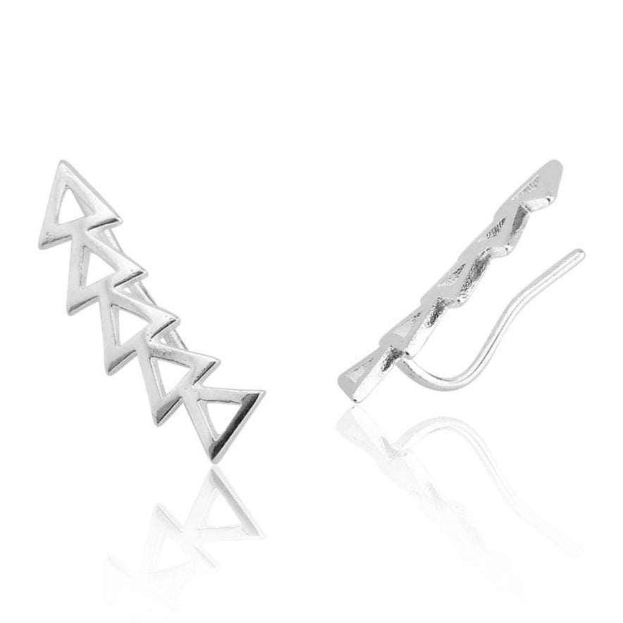 BRINCO EAR CUFF TRIANGULOS VAZADOS EM PRATA