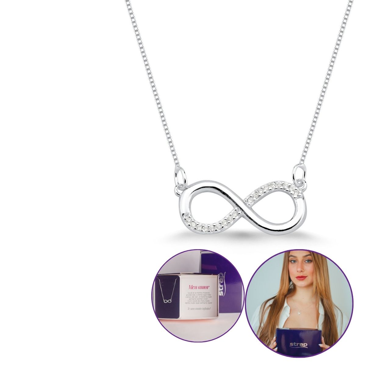 PRESENTE PARA MEU AMOR COLAR DE PRATA 925 SIMBOLO DO INFINITO