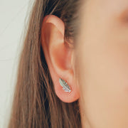 BRINCO EAR CUFF FOLHA TODA DETALHADA EM PRATA ENVELHECIDA HUMANIZADA